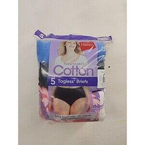 Hanes 5 Pack Cotton Tagless Briefs Underwear Panties Size 7 Large NWT